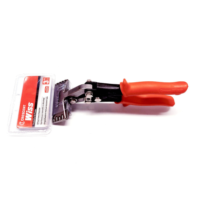 Offset handle hand seamer with ergonomic grips, durable blades, and precise depth markings for sheet metal bending