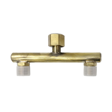 Harris-Perkeo brass manifold with dual heating tip connections for efficient operation
